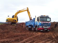 Rentons tipper with yellow JCB